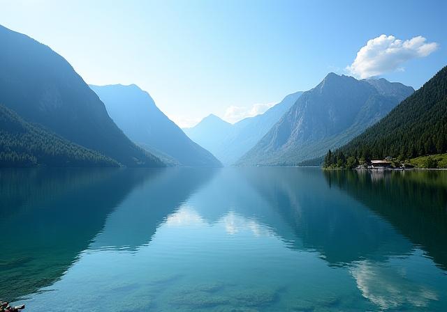 Klarer Bergsee im Salzkammergut.